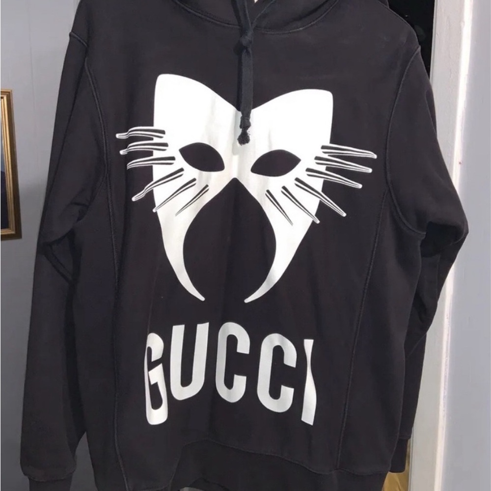 Gucci Black Hoodie with White Graphic